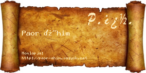 Paor Áhim névjegykártya